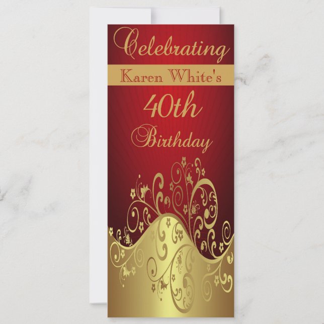 Invitation personnalisée à la fête du 40e annivers (Devant)