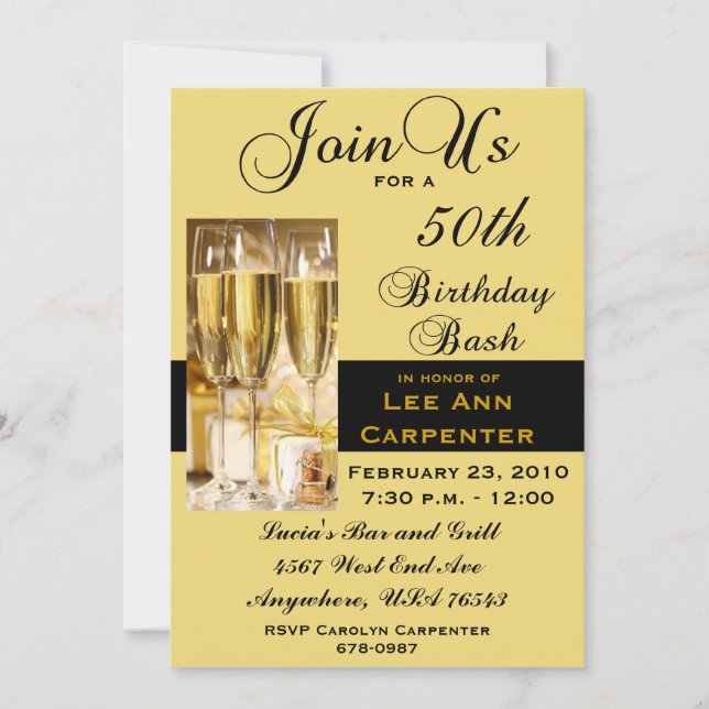 Invitation personnalisée à la fête du 50e annivers (Devant)