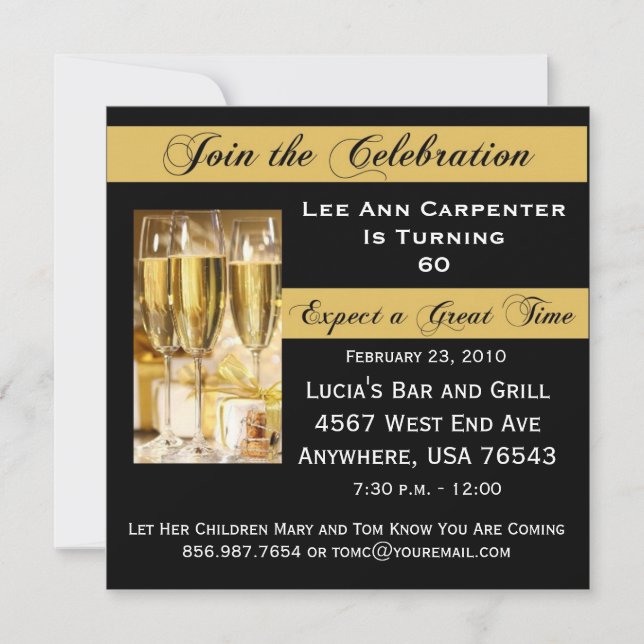 Invitation personnalisée à la fête du 60e annivers (Devant)