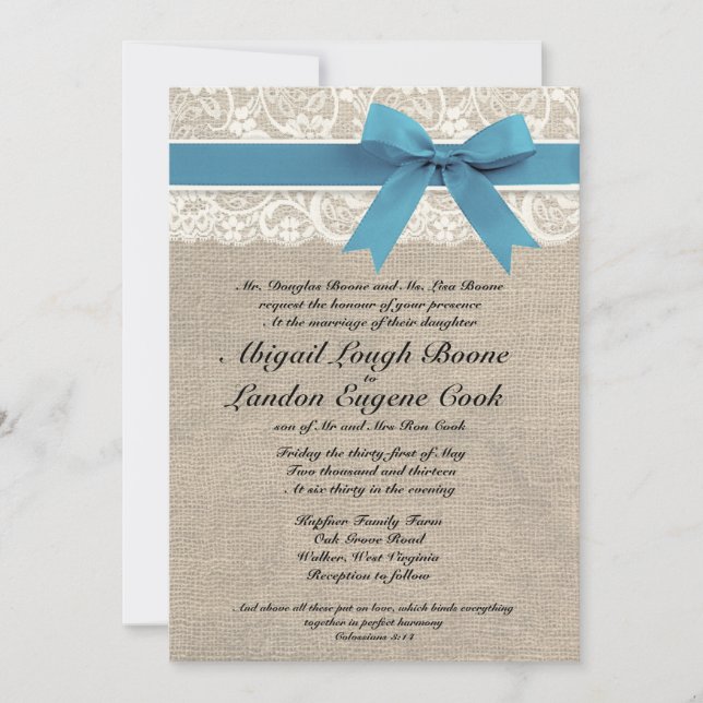 Invitation personnalisée à un mariage de dentelle  (Devant)