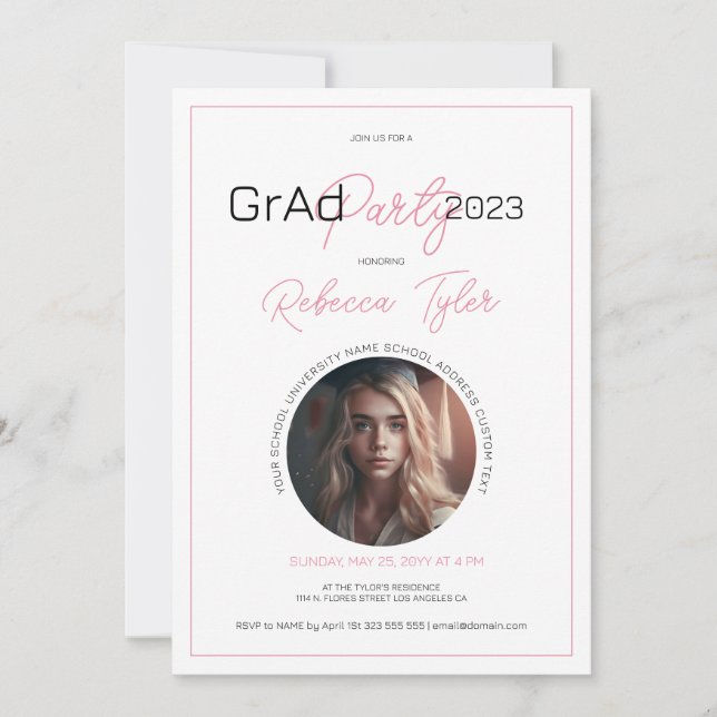 Invitation personnalisée avec photo pour fête de r (Devant)