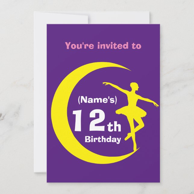 Invitation personnalisée Ballerina 12e anniversair (Devant)