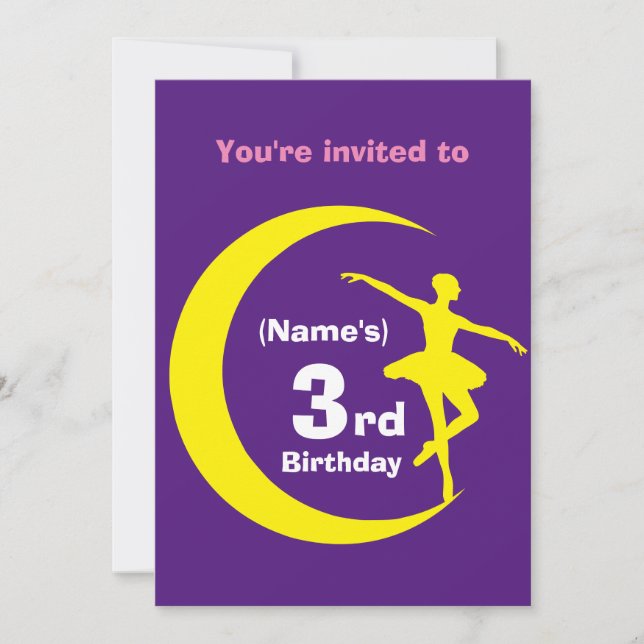Invitation personnalisée Ballerina 3ème anniversai (Devant)