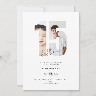 Invitation personnalisée blanche pour les 15 ans a