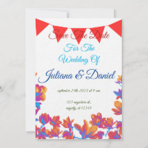 Invitation personnalisée charmante et florale aqua