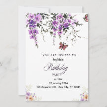 Invitation personnalisée d'anniversaire à fleurs v