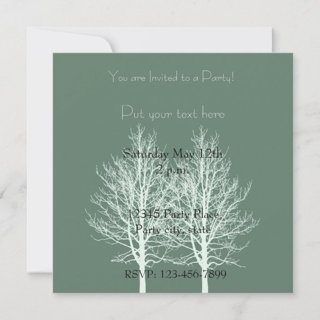 Invitation personnalisée d'anniversaire aux arbres (Devant)