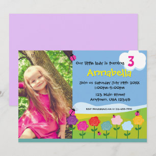 Invitation personnalisée d'anniversaire Florales C