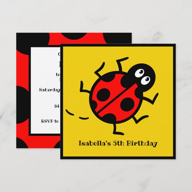 Invitation personnalisée de Motif Ladybird (Devant / Derrière)
