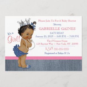 Invitation personnalisée Denim Girl Baby shower