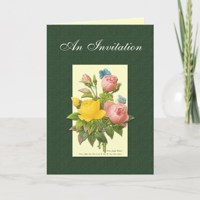 Invitation personnalisée des Roses botaniques rose (Devant)