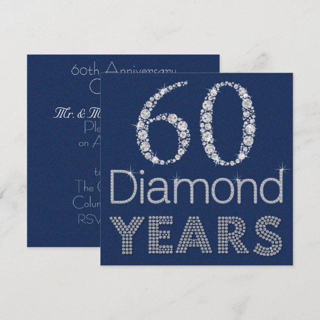 Invitation personnalisée du 60e ANNIVERSAIRE (Devant / Derrière)