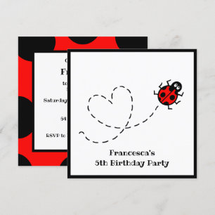Invitation personnalisée du Motif de coeur Ladybir