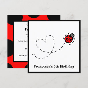 Invitation personnalisée du Motif de coeur Ladybir