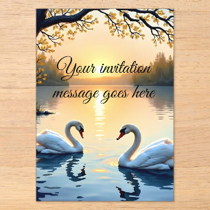 Invitation personnalisée en couple de cygne