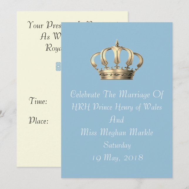 Invitation personnalisée Harry et Meghan Royal Cro (Devant / Derrière)