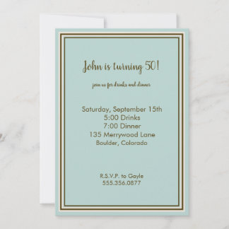 Invitation Personnalisée Marron et Aqua