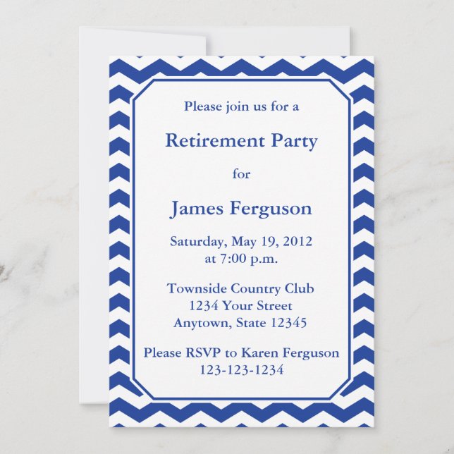 Invitation personnalisée moderne Chevron - Bleu de (Devant)