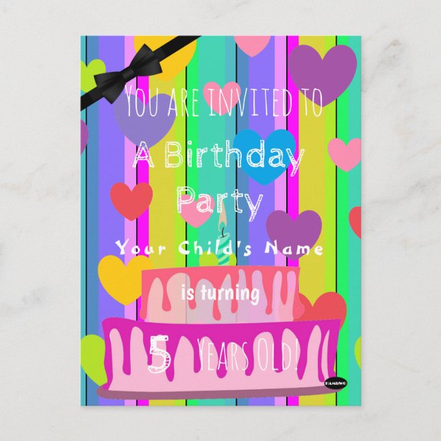 Invitation personnalisée pour anniversaire Pastel  (Devant)