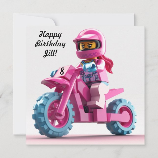 Invitation Personnalisée pour Fille de Motocross (Devant)