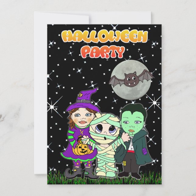 Invitation personnalisée pour Halloween mignonne (Devant)
