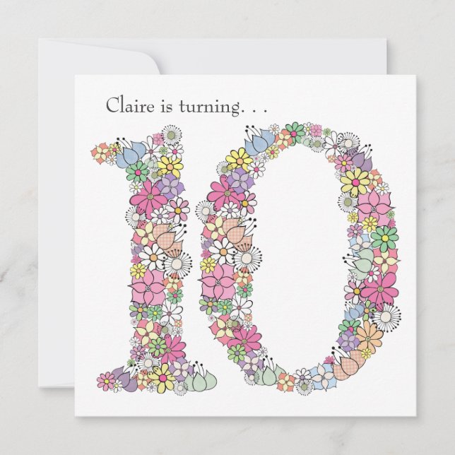Invitation personnalisée pour la 10e Fille Anniver (Devant)