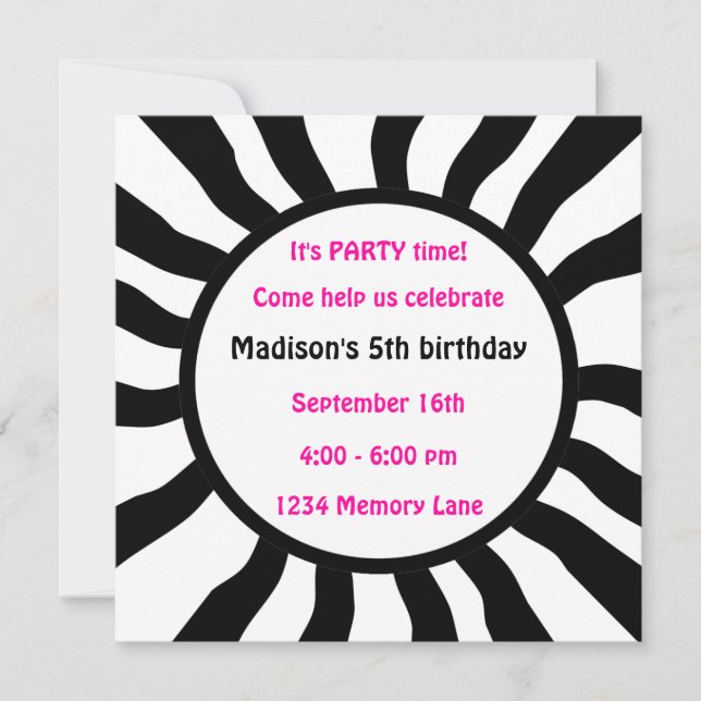 Invitation personnalisée pour la 5e fête d'anniver (Devant)
