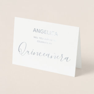 Invitation personnalisée Quinceañera Silver