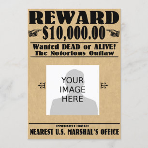 Invitation Personnalisée Recherché Mort ou Vif