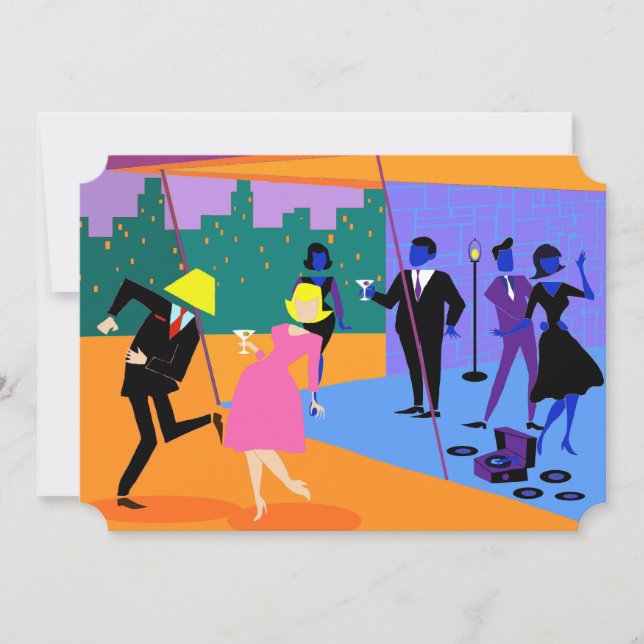 Invitation personnalisée Retro Urban Rooftop Party (Devant)