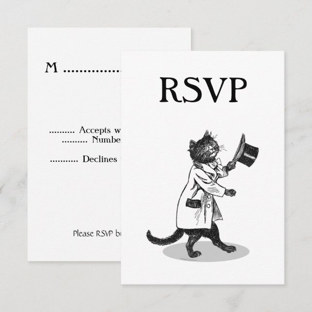 Invitation personnalisée RSVP Hat Cat Top (Devant / Derrière)