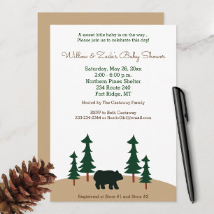 Invitation personnalisée Rustique Bear Pine Tree