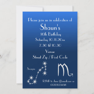 Invitation personnalisée Scorpio Zodiac Party