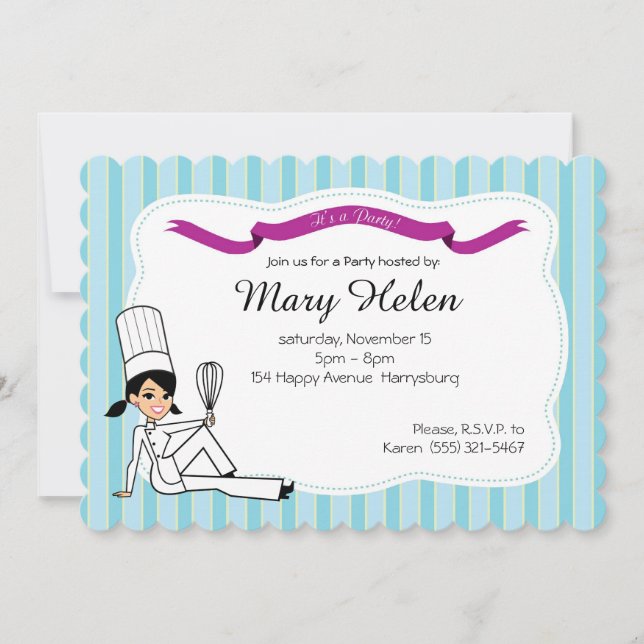 Invitation personnalisée Soirée Cuisine (Devant)