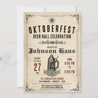Invitation personnalisée vintage pour l'Oktoberfes