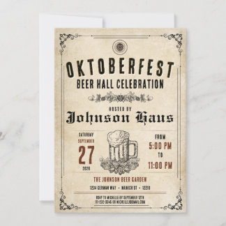 Invitation personnalisée vintage pour l'Oktoberfes