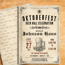 Invitation personnalisée vintage pour l'Oktoberfes