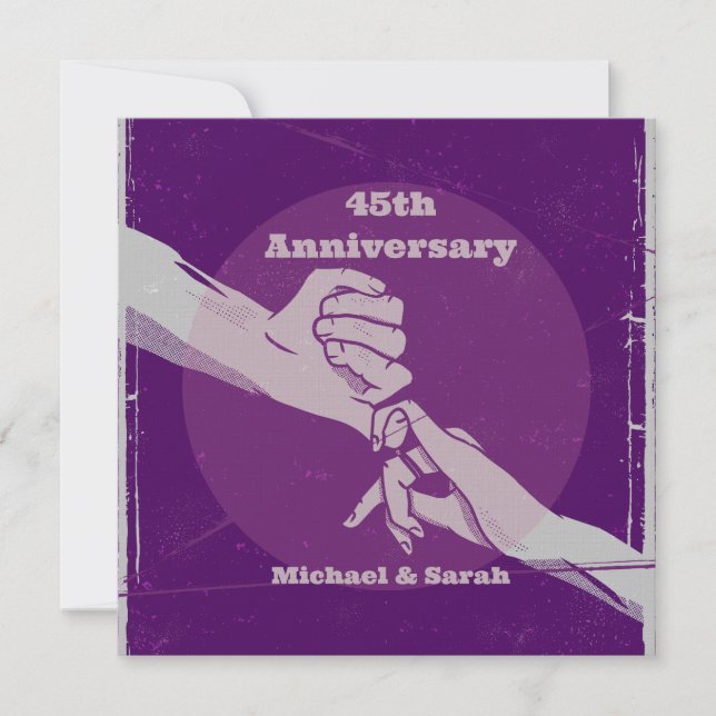 Invitation Personnaliser anniversaire couple romantique main  (Devant)