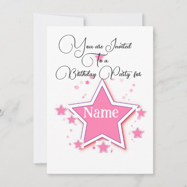 Invitation Personnaliser Avec Un Nom STAR Anniversaire (Devant)