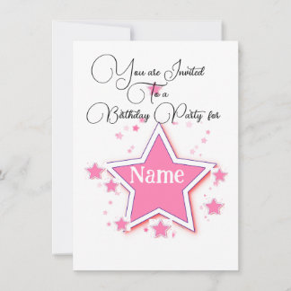Invitation Personnaliser Avec Un Nom STAR Anniversaire