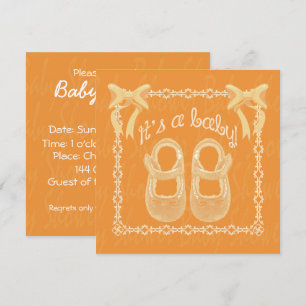 Invitation Personnaliser baby shower unisex Orange