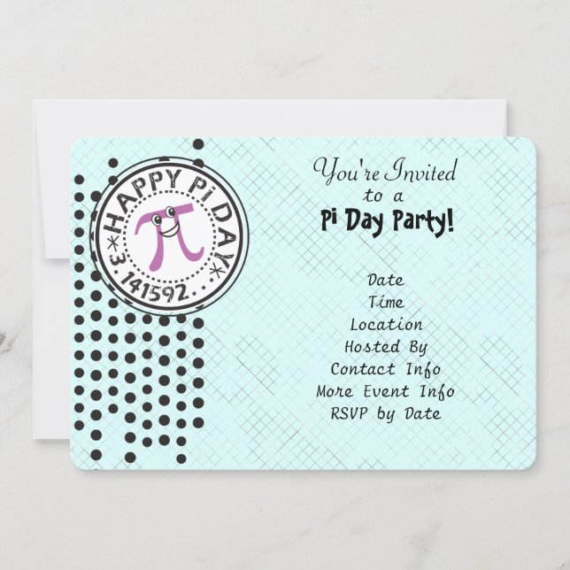Invitation Personnaliser - Belle Polka Dot Joyeuse Pi Day Par (Devant)