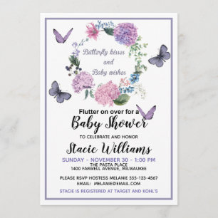 Invitation Personnaliser Butterfly Kisses Baby shower Invitat