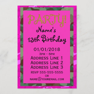 Invitation Personnaliser - Camo rose