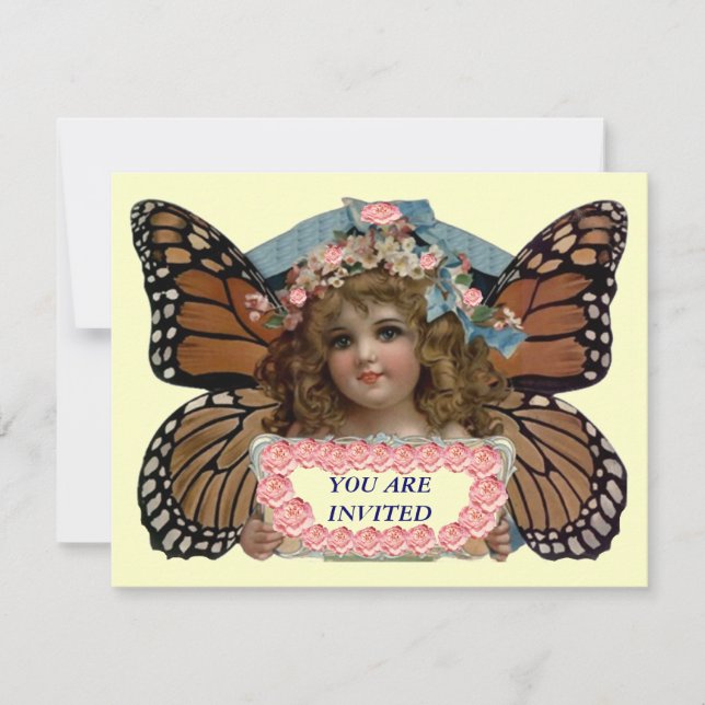 INVITATION PERSONNALISER DE PRINCESSE PARTY INVITE BUTTERFLY (Devant)