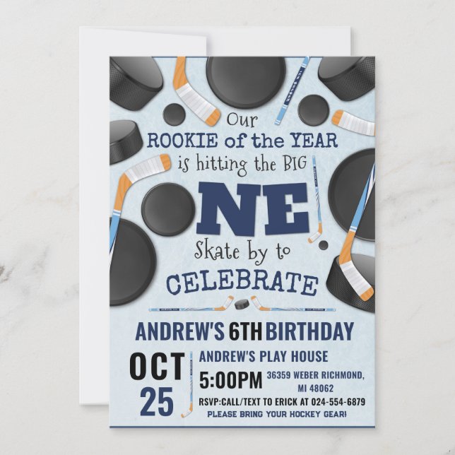 Invitation Personnaliser Digital Hockey 1er anniversaire (Devant)