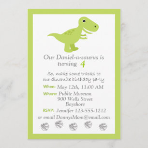 Invitation personnaliser d'invitation de Dinosaur T-rex anniv