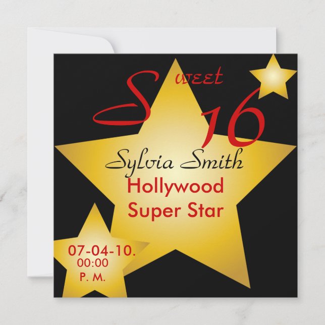 Invitation Personnaliser d'invitation de Hollywood Super Star (Devant)
