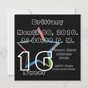 Invitation Personnaliser d'invitation Sweet sixteen Stardom
