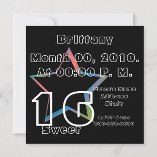 Invitation Personnaliser d'invitation Sweet sixteen Stardom